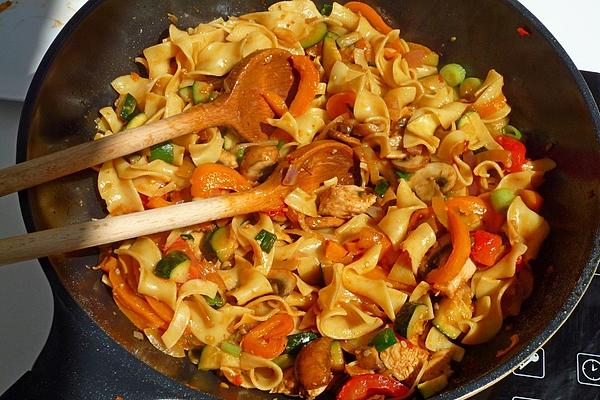 Vegetable Chicken Pan with Noodles