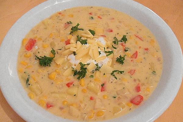 Vegetable – Corn – Soup with Cheese