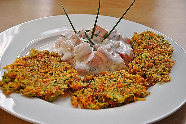 Vegetable Pancakes with Tomato Curd