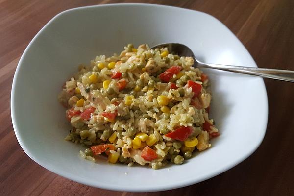 Vegetable – Rice – Pan with Salmon
