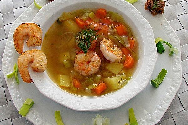 Vegetable Soup with Prawns
