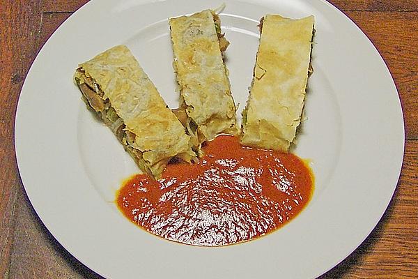 Vegetable Strudel with Spicy Tomato Sauce