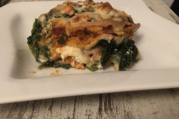 Vegetarian Lasagna with Tofubolognese, Spinach and Goat Cheese