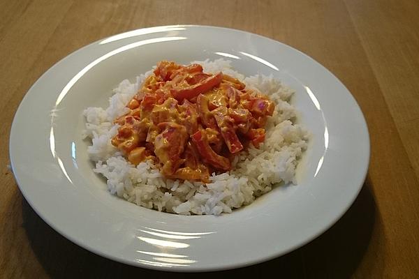 Vegetarian Sliced ​​paprika with Rice
