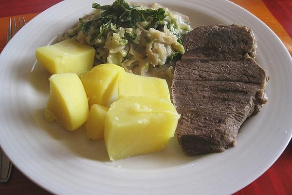 Viennese-style Savoy Cabbage with Boiled Beef and Roasted Potatoes