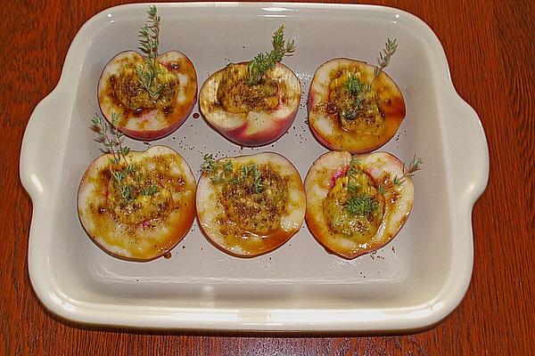 Vineyard Peaches with Pistachio and Limoncello Filling Under Hood