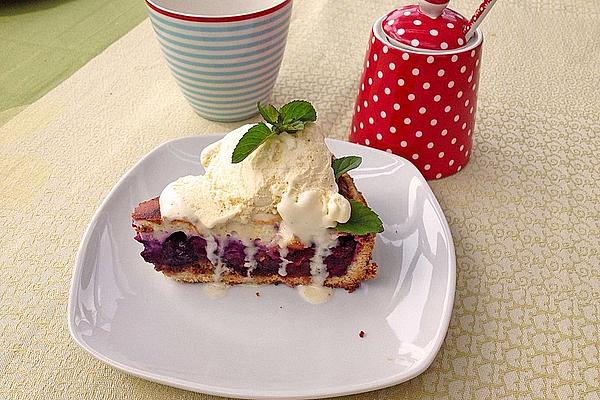 Warm Blueberry Cake with Vanilla Ice Cream