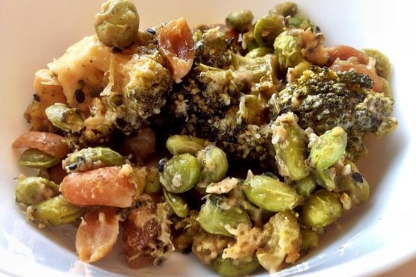 Warm Broccoli Salad with Peanut Sauce