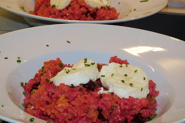 Warm Goat Cheese on Beetroot Risotto
