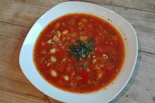 White Giant Bean Stew with Peppers and Minced Meat