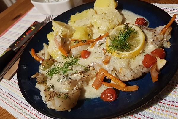 White Halibut in Dill Mustard Sauce