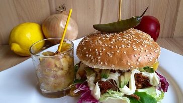 Rehburger with Walnut Mayonnaise, Onion Jam and Potato Wedges