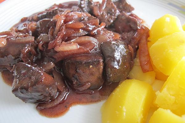 Wild Boar Liver on Caramelized Onions in Balsamic Red Wine Sauce