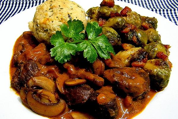 Wild Boar Ragout with Mushrooms and Kirsch
