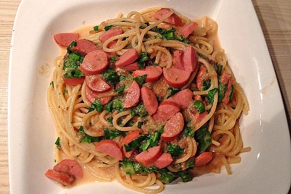 Wild Garlic Spaghetti with Beetroot Mustard Sauce