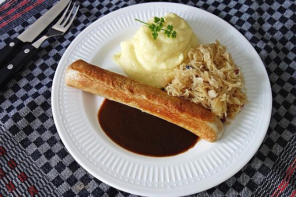 Woolly Sausages with Mashed Potatoes