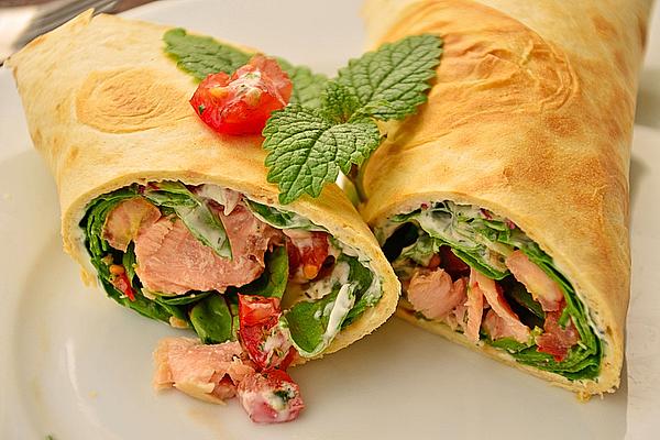 Wraps with Salmon and Lemon Curd Dip