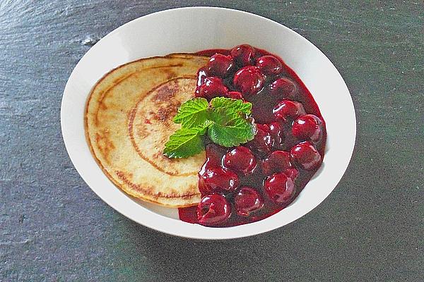 Yeast Pancakes with Sour Cherries