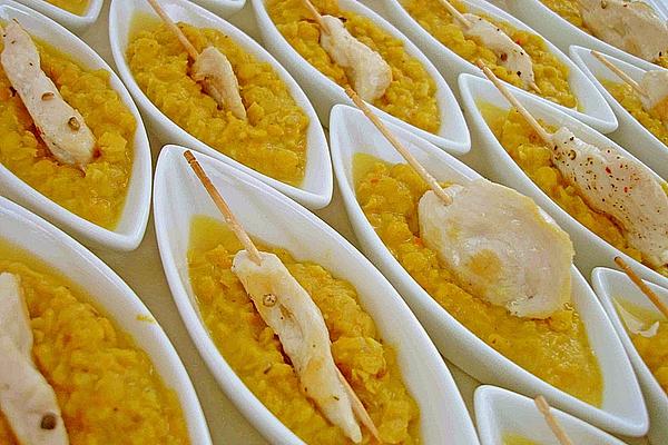 Yellow Lentil Puree with Poultry Skewer