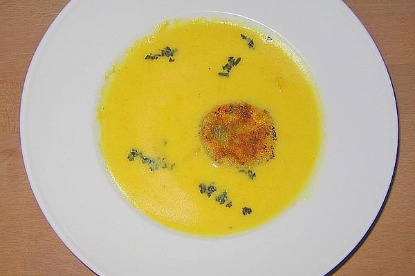 Yellow Pepper Soup with Goat Cheese