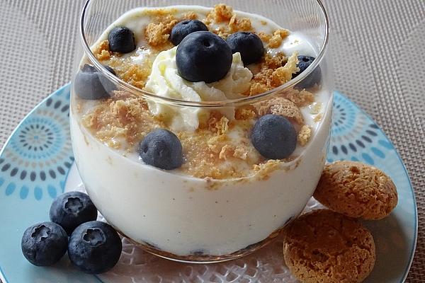 Yogurt Curd Dessert with Fresh Blueberries