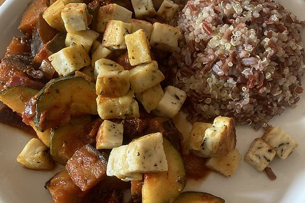 Zucchini and Eggplant Casserole with Sheep Cheese