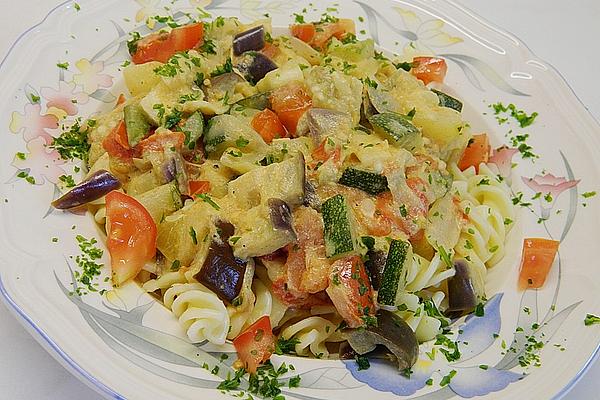 Zucchini and Eggplant Sauce with Noodles