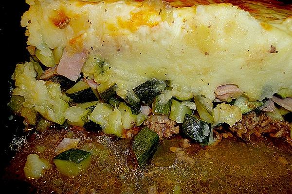 Zucchini Casserole with Minced Meat and Mashed Potatoes