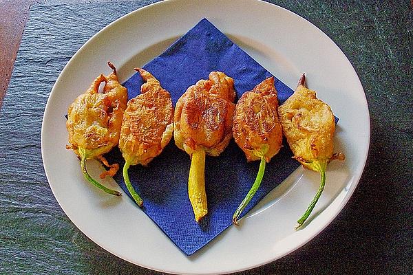 Zucchini Flowers, Filled and Deep-fried