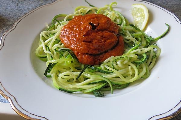 Zucchini Noodles with Eggplant Sauce