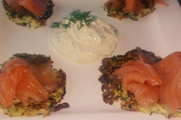 Zucchini Omelette with Smoked Salmon and Quark Dip