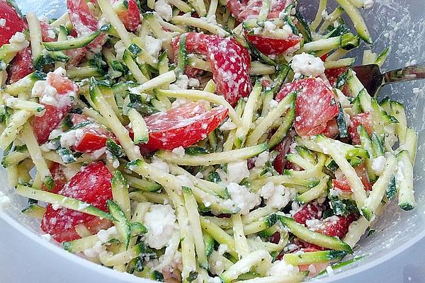 Zucchini Salad with Feta and Strawberries