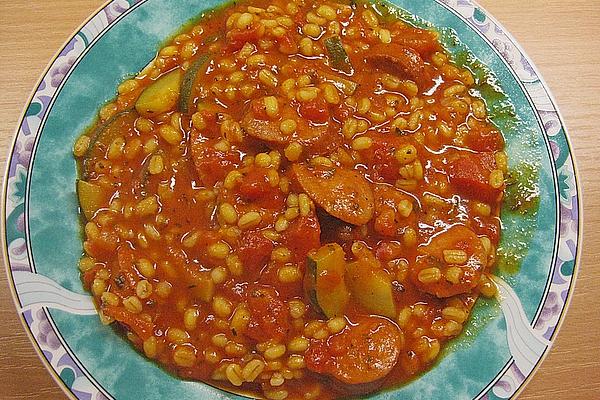 Zucchini Stew with Pearl Barley and Tomatoes