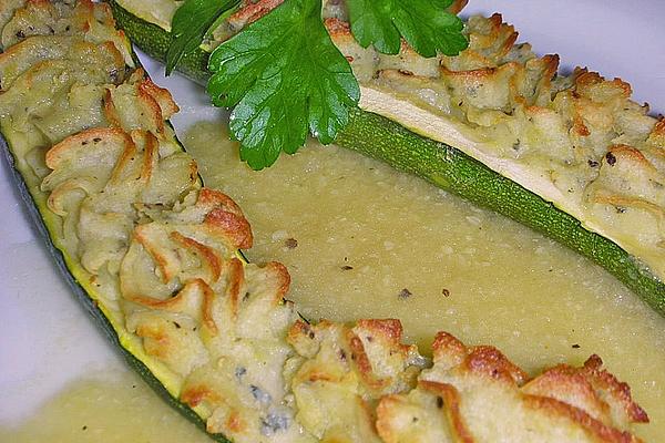 Zucchini Stuffed with Gorgonzola Mashed Potatoes