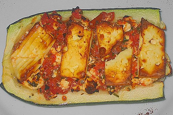 Zucchini Stuffed with Tomato and Mozzarella