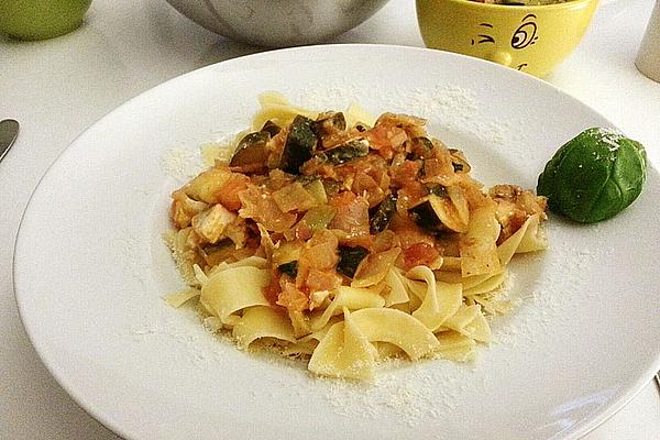 Zucchini, Tomato and Feta Pasta