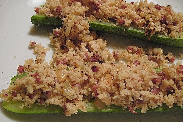 Zucchini with Ham and Couscous Filling