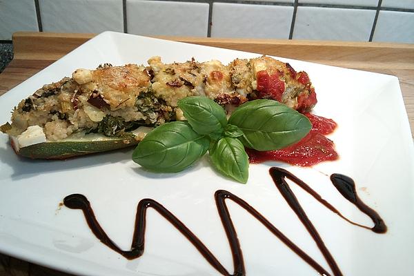 Zucchini with Swiss Chard and Couscous Filling