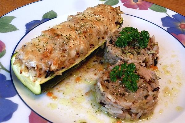 Zucchini with Tuna and Wild Rice Filling
