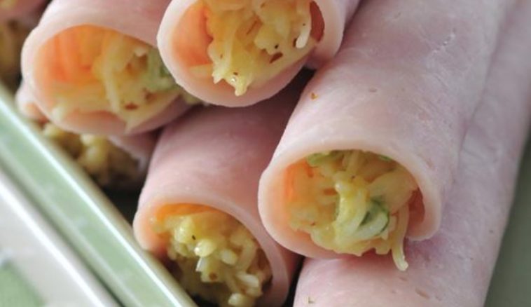 Ham Rolls with Cheese Filling