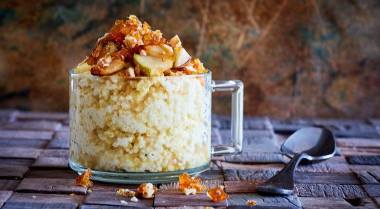 Millet Porridge with Pears and Caramelized Nuts