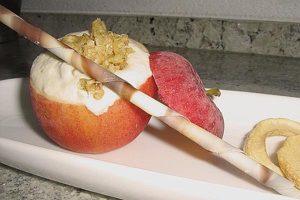 Apple Ice Cream in Apple with Walnut Brittle