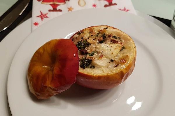 Baked Apple with Camembert and Mushroom Filling