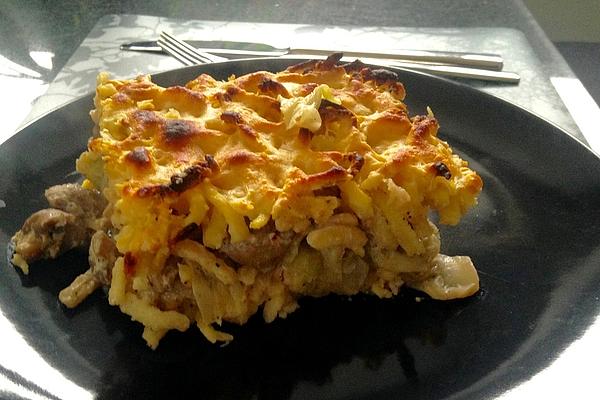 Baked Cheese Spaetzle with Mushrooms