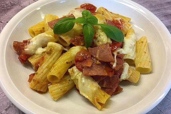 Baked Pasta with Salami and Tomato Sauce