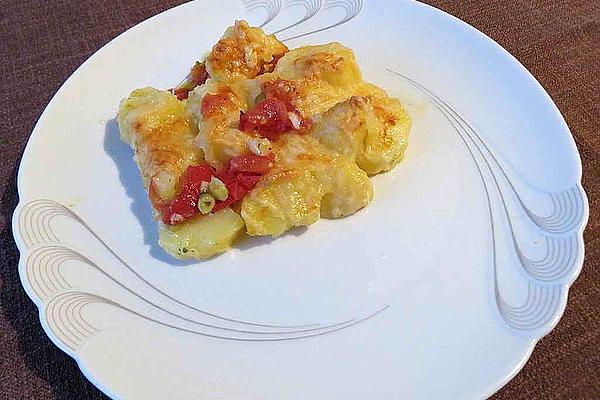 Baked Potatoes with Tomatoes and Onions