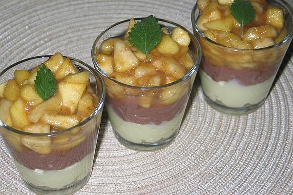 Caramelized Apples and Bananas on Pudding