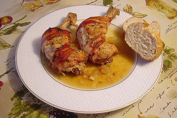 Chicken Legs with Bacon and White Wine Sauce