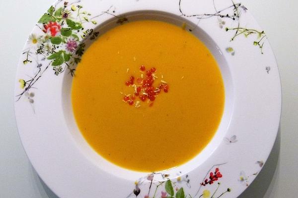 Cream Of Pumpkin Soup with Coconut Dhal Lentils and White Wine