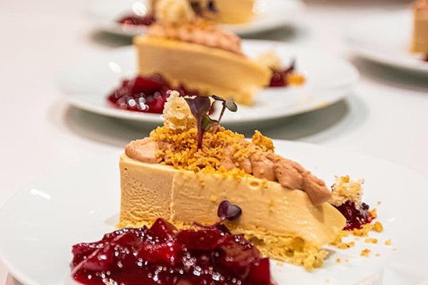 Delice Of Blonde Chocolate with Plum and Hazelnut